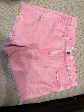 Celebrity Pink Washed Pink Frayed Hem Denim Shorts